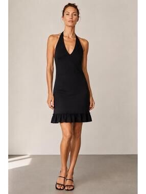 Moschino Cheap and Chic Black Halter Dress Ruffle Hem